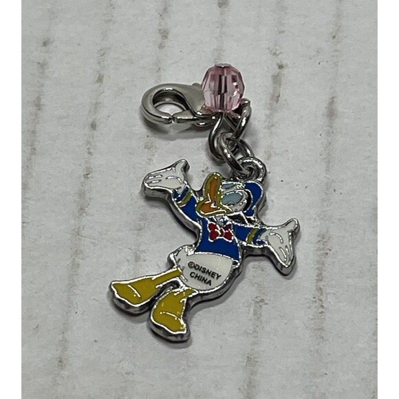 Vintage Disney Donald Duck Charm Clip On For Bracelet Zipper Pull Purse Crystals - Picture 2 of 3